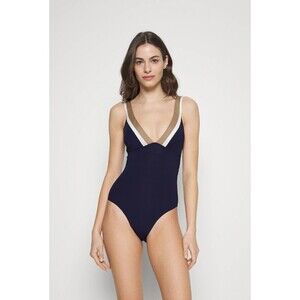 Esprit Women's Swimsuit Large Navy Blue One Piece Summer Beach Old Money Vacay